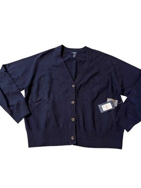 NWT Chaps Navy V-Neck Button Front Cardigan. XL